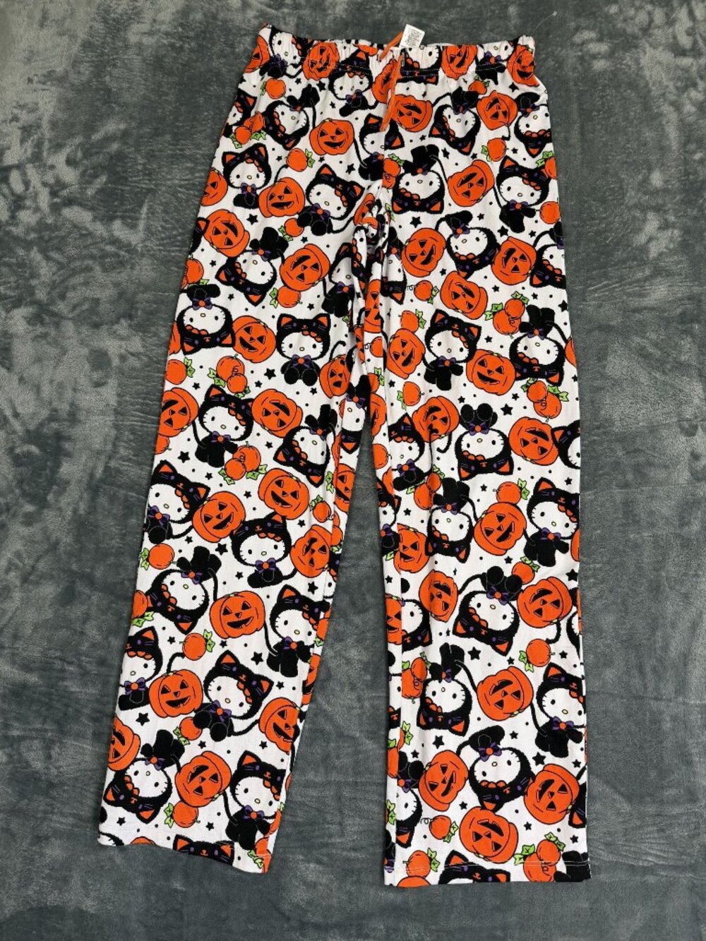 Hello Kitty Halloween Pajama Pants Small Pumpkin Cat Print Sleepwear